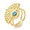 Ion Plating(IP) 304 Stainless Steel Synthetic Turquoise Cuff Rings, Fan Open Rings for Women, Real 18K Gold Plated, 22.5x17.5mm, Inner Diameter: Adjustable