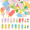 38pcs 19 style Opaque Resin Pendants, Imitation Food, with Platinum Plated Iron Loops, Ice Cream Charms, Mixed Color, 31~41.5x11~14.5x4~6mm, Hole: 2mm, 2pcs/style
