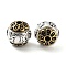 Brass Beads, Rondelle with Flower, Cadmium Free & Nickel Free & Lead Free, Antique Silver & Antique Golden, 11.5x12x9mm, Hole: 2.5mm