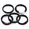 Mixed Stone Round Bead Leather Cord Multi-strand Bracelets, with 304 Stainless Steel Magnetic Clasps, for Men Women, Black, 8-3/8~8-1/2 inch(21.2~21.5cm), 12~14.5mm