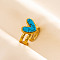 304 Stainless Steel Heart Cuff Rings, Love Design Synthetic Turquoise Open Ring for Women Men