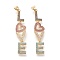 Brass Micro Pave Cubic Zirconia Big Pendants, Long-Lasting Plated, Word Love, Colorful, Real 18K Gold Plated, 53x11.5x1.5mm, Hole: 4.5x3.5mm