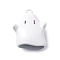 Halloween Spray Painted Alloy Pendants, Ghost Charm, White, 21x17x8mm, Hole: 1.6mm