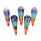 Natural Gemstone Pendants, Cone Pendulum, with 201 Stainless Steel Split Rings, Faceted, Mixed Color, 49x14mm, Hole: 4.5mm