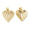 Real 16K Gold Plated Brass Micro Pave Clear Cubic Zirconia Pendants, Cadmium Free & Lead Free, Heart Charms, Clear, 22x20x3.5mm, Hole: 4x3.5mm