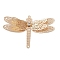 Brass Crystal Rhinestone Hollow 3D Dragonfly Connector Charms, Cadmium Free & Nickel Free & Lead Free, Light Gold, 40x61x7mm, Hole: 1.2mm