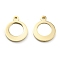Brass Charms, Long-Lasting Plated, Ring, Real 24K Gold Plated, 11x9x0.8mm, Hole: 1mm