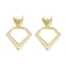 Rack Plating Brass Micro Pave Cubic Zirconia Studs Earrings, Dangle Earrings for Women, Long-Lasting Plated, Lead Free & Cadmium Free, Real 18K Gold Plated, Diamond, 39x28mm