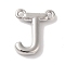 Rack Plating Brass Pendants, Long-Lasting Plated, Lead Free & Cadmium Free, Letter Charms, Platinum, Letter J, 11x9x2mm, Hole: 1mm