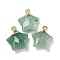 Natural Green Aventurine Pendants, with Rack Plating Brass Findings, Star, 18x15x6mm, Hole: 2mm