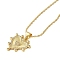 Brass Micro Pave Clear Cubic Zirconia Pendant Necklaces for Women, Real 18K Gold Plated, Heart, 17.13 inch(43.5cm)