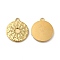 Ion Plating(IP) 304 Stainless Steel Pendant Cabochon Settings, Flat Round with Sun, Real 18K Gold Plated, Tray: 3mm, 18.5x16x2mm, Hole: 1.6mm