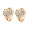 Brass Micro Pave Cubic Zirconia Hoop Earrings, Heart, Light Gold, 12.5x14.5x9.5mm