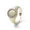 Rack Plating Brass Micro Pave Cubic Zirconia Open Cuff Rings, Cadmium Free & Nickel Free & Lead Free, Flat Round, Real 18K Gold Plated, US Size 7 1/2(17.5mm)