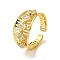 Brass Micro Pave Cubic Zirconia Adjustable Rings, Rhombus, Inner Diameter: 16.6mm