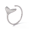 Non-Tarnish 201 Stainless Steel Whale Tail Shape Open Cuff Ring for Women, Stainless Steel Color, US Size 6 1/2(16.9mm)