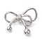 Rack Plating Brass Pendants, Long-Lasting Plated, Lead Free & Cadmium Free, Bowknot, Platinum, 21x25x7.5mm, Hole: 4x2mm
