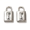 Brass Pendants, with Glsaa, Long-Lasting Plated, Lock, Platinum, 18x10x2.5mm, Hole: 4.8x4mm