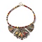 Alloy Rhinestone Teardrop Bib Necklace, Bohemia Necklace with Cloth Cords, Colorful, 19.02 inch(48.3cm)