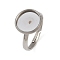 304 Stainless Steel Cuff Ring Components, Bezel Cup Ring Settings, Flat Round, Stainless Steel Color, Tray: 12mm, Inner Diameter: 15.5mm