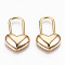 Brass Padlock Pendants, Nickel Free, Heart Lock, Real 18K Gold Plated, 21x13x3.5mm, Hole: 11x5.5mm