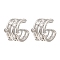 Rack Plating Brass Hollow Cuff Earrings with Cubic Zirconia, Long-Lasting Plated, Lead Free & Cadmium Free, Platinum, 13x14x10mm