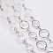 Brass Handmade Chains, Unwelded, with Spool, Silver Color Plated,  about 8 and 10mm in diameter,  1mm thick, about 32.8 Feet(10m)/roll
