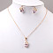 Butterfly & Flat Round Alloy Rhinestone Pendant Necklaces & Stud Earrings, Golden, Light Rose, 450mm