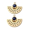 Natural Lapis Lazuli Pendants, Fan Charms, with 304 Stainless Steel Settings, Real 14K Gold Plated, 14.5x18x4mm, Hole: 1.4mm