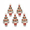 Alloy Enamel Pendants, Christmas, Cadmium Free & Lead Free, Christmas Tree, Light Gold, Red, 29x16x4mm, Hole: 1.8mm