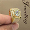 Square Alloy with Crystal Rhinestone Finger Rings, Golden, US Size 11(20.6mm)