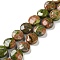 Natural Unakite Beads Strands, Faceted, Flat Round, 10~10.5x4.5~5.5mm, Hole: 1.2mm, about 20pcs/strand, 7.80 inch(19.8cm)
