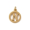 304 Stainless Steel Charms
with Jump Ring, Golden, Ring with Letter Charm, Letter N, 14.5x12x1.5mm, Hole: 3mm