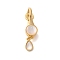 Brass Resin Fold Over Clasps, Cadmium Free & Nickel Free & Lead Free, Teardrop, Real 18K Gold Plated, 42mm, Hole: 1.2mm