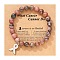 Fashion Natural Rhodonite Beads Stretch Bracelets, Alloy Awareness Ribbon Charms Bracelets without Paper Card