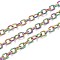 Ion Plating(IP) 304 Stainless Steel Textured Cable Chains, Unwelded, with Spool, Rainbow Color, 8x6x1.3mm, 32.8 Feet(10m)/roll