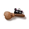 Opaque Resin Pendants, Halloween Charms with Platinum Tone Alloy Loops, Sienna, Cat Shape with Broom, 22.5x35x7mm, Hole: 1.5mm