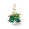 Christmas Tree Glass Pendants, with Real 18K Gold Plated Brass Beads and Findings, Colorful, 29.5x19x19mm, Hole: 2.2mm