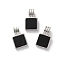 Natural Black Onyx(Dyed & Heated) Pendants, Rack Plating Brass Charms, Long-Lasting Plated, Lead Free & Cadmium Free, Square, Platinum, 16.5x10x5mm, Hole: 2.5x4.5mm