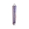 Electroplated Natural Quartz Pendants, with Brass Findings, Bullets, Pointed Pendants, Platinum, Indigo, 40~65x7~15mm, Hole: 3mm