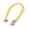 Waxed Cord Necklace Making, with Zinc Alloy Lobster Clasps, Platinum, Yellow, 17.8 inch~18 inch(45.5~46cm), 2mm