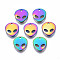 Ion Plating(IP) 201 Stainless Steel Charms, Cadmium Free & Nickel Free & Lead Free, Alien, Rainbow Color, 10x9x1mm, Hole: 1mm