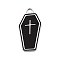 Alloy Enamel Pendants, Platinum, Coffin with Cross Charm, 25x13mm