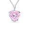 Heart Cubic Zirconia Pendant Necklaces, with Rhodium Plated 925 Sterling Silver Rolo Chain, Platinum, 15.75 inch(40cm)