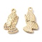 Alloy Rhinestone Pendants, Cadmium Free & Nickel Free & Lead Free, Pray Hands Charms, Golden, 22.5x12.5x2.5mm, Hole: 1.8mm