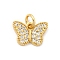 Brass Micro Pave Cubic Zirconia Pendants, Butterfly Charms, Lead Free & Cadmium Free, Long-Lasting Plated, with Jump Ring, Real 18K Gold Plated, 8x11x2mm, Hole: 3mm
