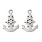 Non-Tarnish 316 Surgical Stainless Steel Charms, Laser Cut, Anchor & Helm Charm, Stainless Steel Color, 15x10x1mm, Hole: 1.5mm