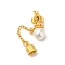 Crown Rack Plating Brass Dangle Pendants, with Plastic Beads and Chain, Long-Lasting Plated, Cadmium Free & Lead Free, Matte Gold Color, 43mm, Jump Ring: 6x1mm, Inner Diameter: 4mm