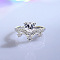 Rhodium Plated 925 Sterling Silver Micro Pave Cubic Zirconia Finger Rings for Women, Heart Crown, Platinum, US Size 7 3/4(17.9mm)