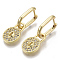 Brass Micro Pave Clear Cubic Zirconia Dangle Huggie Hoop Earrings, Nickel Free, Lock, Real 16K Gold Plated, 32.5mm, Pin: 1mm